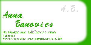 anna banovics business card